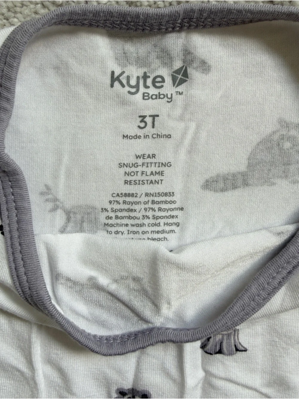 KYTE BABY Toddler Pajamas Size 3T Raccoon - Picture 2 of 2